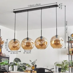 hofstein Suspension - Verre 30 cm Ripoll Ambre, 4 lumières
