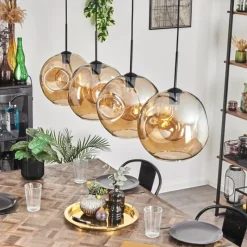 hofstein Suspension - Verre 30 cm Ripoll Ambre, 4 lumières