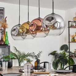 Lampes Dorées-hofstein Suspension - Verre 30 cm Ripoll Chrome, Or, Clair, Cuivré, Fumé, 4 lumières