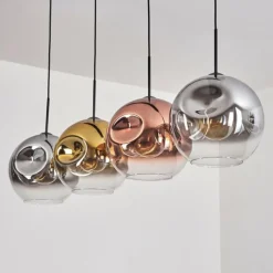 Lampes Dorées-hofstein Suspension - Verre 30 cm Ripoll Chrome, Or, Clair, Cuivré, Fumé, 4 lumières