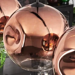 hofstein Suspension - Verre 30 cm Ripoll Clair, Cuivré, 4 lumières