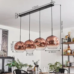 hofstein Suspension - Verre 30 cm Ripoll Clair, Cuivré, 4 lumières