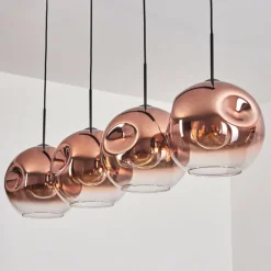 hofstein Suspension - Verre 30 cm Ripoll Clair, Cuivré, 4 lumières