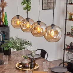 hofstein Suspension - Verre 25 cm Ripoll Ambre, 4 lumières