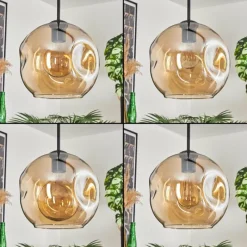 hofstein Suspension - Verre 25 cm Ripoll Ambre, 4 lumières