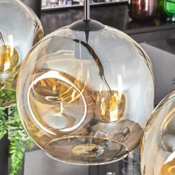 hofstein Suspension - Verre 25 cm Ripoll Ambre, 4 lumières