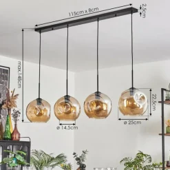 hofstein Suspension - Verre 25 cm Ripoll Ambre, 4 lumières