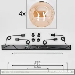 hofstein Suspension - Verre 25 cm Ripoll Ambre, 4 lumières
