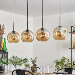 hofstein Suspension - Verre 25 cm Ripoll Ambre, 4 lumières