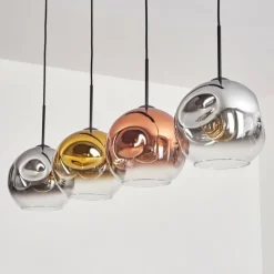 Lampes Dorées-hofstein Suspension - Verre 25 cm Ripoll Chrome, Or, Clair, Cuivré, Fumé, 4 lumières