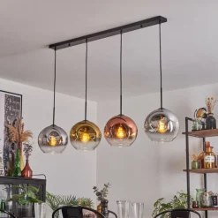 Lampes Dorées-hofstein Suspension - Verre 25 cm Ripoll Chrome, Or, Clair, Cuivré, Fumé, 4 lumières