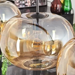 hofstein Suspension - Verre 30 cm Ripoll Ambre, 4 lumières