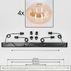 hofstein Suspension - Verre 30 cm Ripoll Ambre, 4 lumières