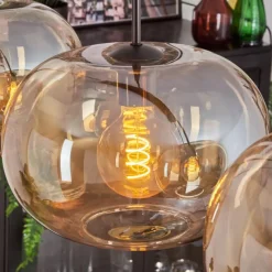 hofstein Suspension - Verre 30 cm Ripoll Ambre, 4 lumières