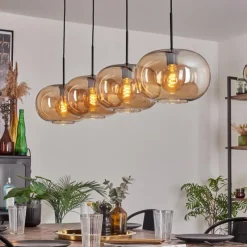 hofstein Suspension - Verre 30 cm Ripoll Ambre, 4 lumières