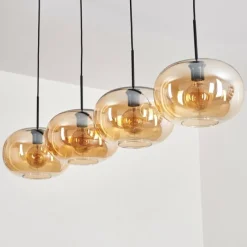 hofstein Suspension - Verre 30 cm Ripoll Ambre, 4 lumières