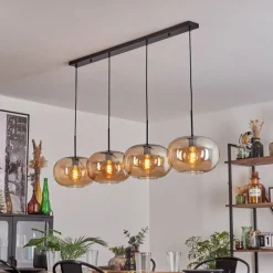 hofstein Suspension - Verre 30 cm Ripoll Ambre, 4 lumières