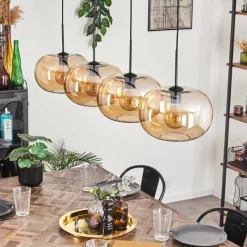 hofstein Suspension - Verre 30 cm Ripoll Ambre, 4 lumières