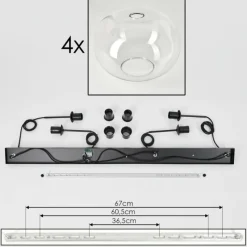 hofstein Suspension - Verre 30 cm Ripoll Clair, 4 lumières