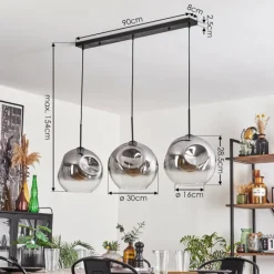 hofstein Suspension - Verre 30 cm Ripoll Clair, Fumé, 3 lumières