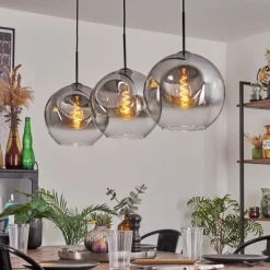 hofstein Suspension - Verre 30 cm Ripoll Clair, Fumé, 3 lumières