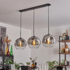 hofstein Suspension - Verre 30 cm Ripoll Clair, Fumé, 3 lumières