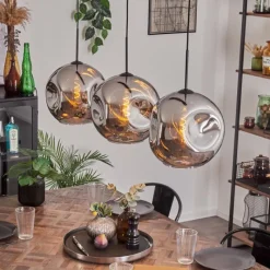 hofstein Suspension - Verre 30 cm Ripoll Chrome, 3 lumières