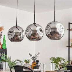 hofstein Suspension - Verre 30 cm Ripoll Chrome, 3 lumières