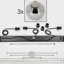 hofstein Suspension - Verre 30 cm Ripoll Fumé, 3 lumières
