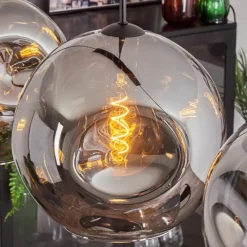 hofstein Suspension - Verre 30 cm Ripoll Fumé, 3 lumières