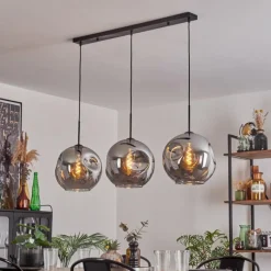 hofstein Suspension - Verre 30 cm Ripoll Fumé, 3 lumières