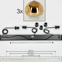 hofstein Suspension - Verre 30 cm Ripoll Or, Clair, 3 lumières