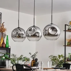 hofstein Suspension - Verre 30 cm Ripoll Chrome, Clair, 3 lumières