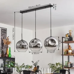 hofstein Suspension - Verre 30 cm Ripoll Chrome, Clair, 3 lumières