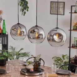 hofstein Suspension - Verre 30 cm Ripoll Chrome, Clair, 3 lumières