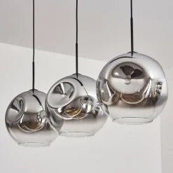 hofstein Suspension - Verre 30 cm Ripoll Chrome, Clair, 3 lumières