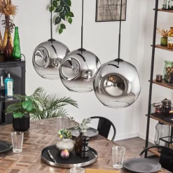 hofstein Suspension - Verre 30 cm Ripoll Chrome, Clair, 3 lumières