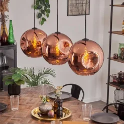 hofstein Suspension - Verre 30 cm Ripoll Cuivré, 3 lumières