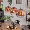 hofstein Suspension - Verre 30 cm Ripoll Clair, Cuivré, 3 lumières