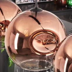 hofstein Suspension - Verre 30 cm Ripoll Clair, Cuivré, 3 lumières