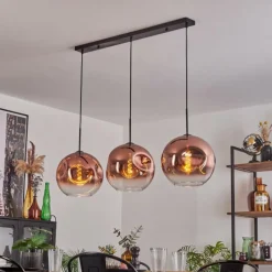 hofstein Suspension - Verre 30 cm Ripoll Clair, Cuivré, 3 lumières