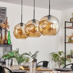 hofstein Suspension - Verre 30 cm Ripoll Noir, 3 lumières