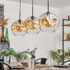 hofstein Suspension - Verre 30 cm Ripoll Noir, 3 lumières