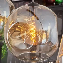 hofstein Suspension - Verre 30 cm Ripoll Noir, 3 lumières