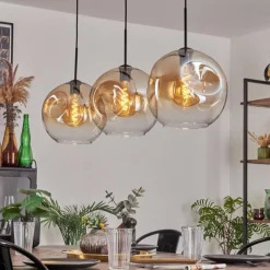 hofstein Suspension - Verre 30 cm Ripoll Noir, 3 lumières