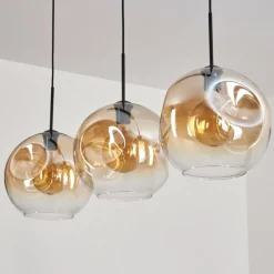 hofstein Suspension - Verre 30 cm Ripoll Noir, 3 lumières