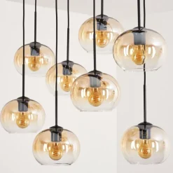 hofstein Suspension - Verre Apedo Ambre, Clair, 8 lumières