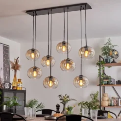 hofstein Suspension - Verre Apedo Ambre, Clair, 8 lumières