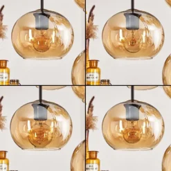 hofstein Suspension - Verre Apedo Ambre, 8 lumières