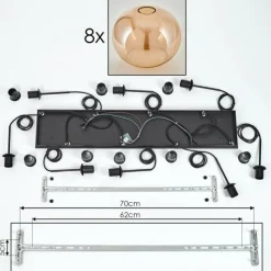 hofstein Suspension - Verre Apedo Ambre, 8 lumières